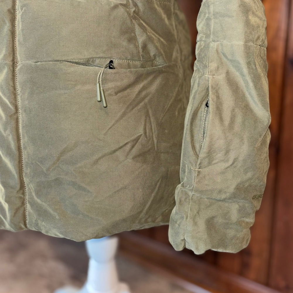 The North Face Womens Heavenly Down Jacket Burnt Olive Green Hooded Warm Small - Picture 5 of 16